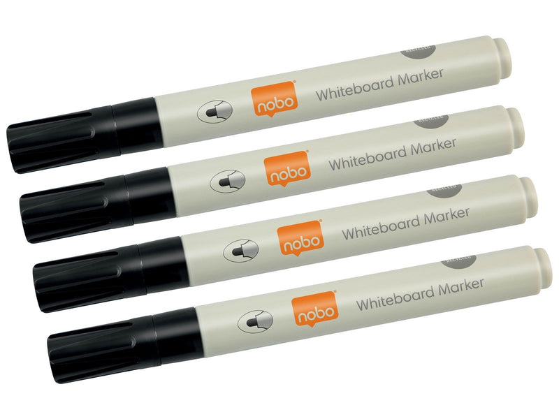 Nobo Whiteboard-Stifte, Marker mit Rundspitze – 4er-Pack
