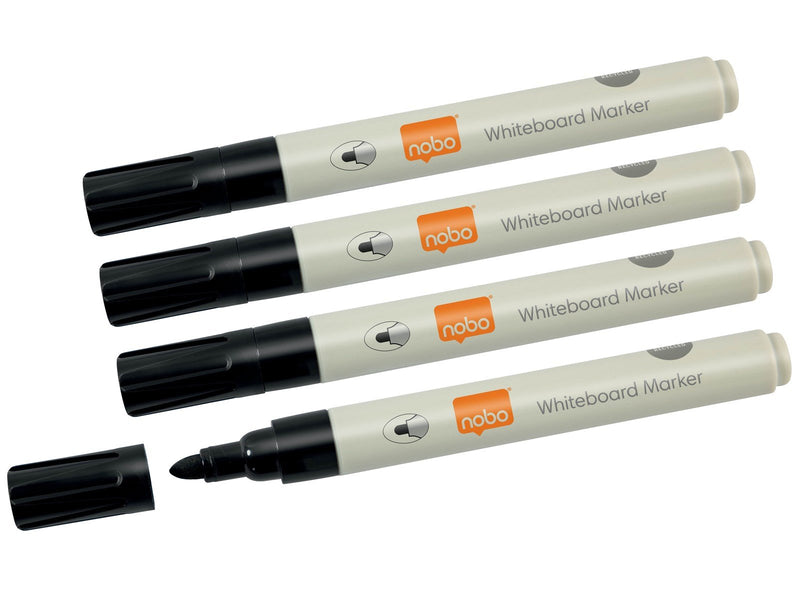 Nobo Whiteboard-Stifte, Marker mit Rundspitze – 4er-Pack