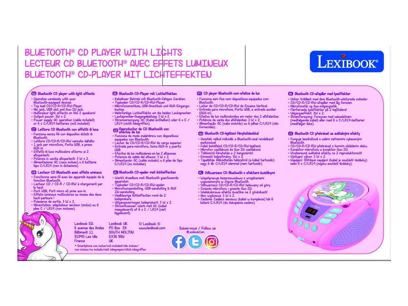 Lexibook Unicorn - boombox - CD Bluetooth