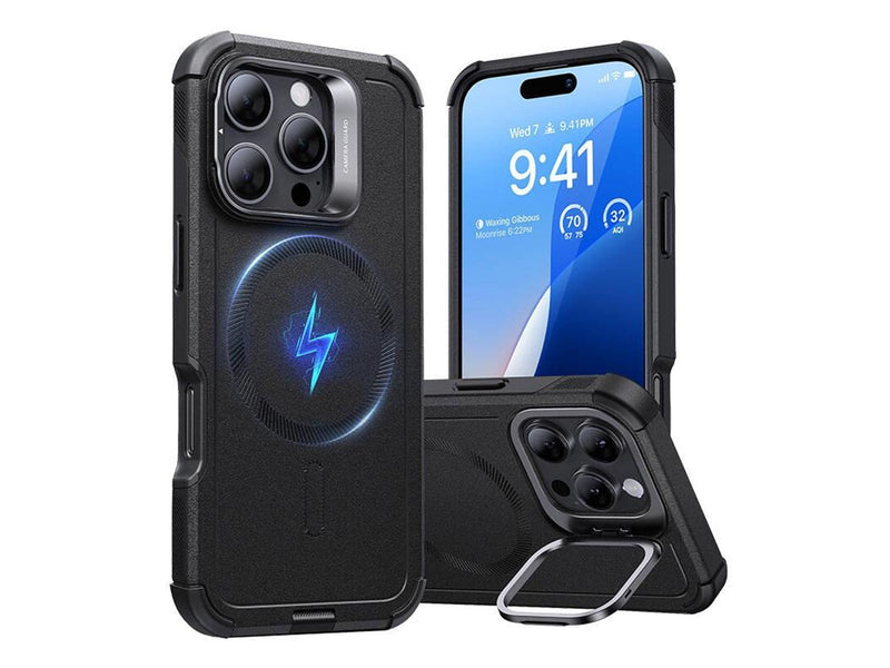 ESR Cyber Tough (HaloLock) case with stand for iPhone 16 Pro Max (black)