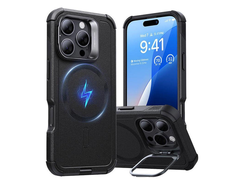ESR Cyber Tough (HaloLock) case with stand for iPhone 16 Pro (black)