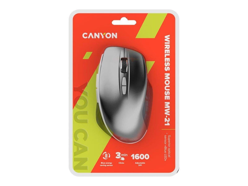 Canyon MW-21 - mouse - Blue LED sensor - 2.4 GHz - dark grey - Maus (Grau)