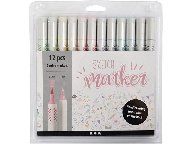 Creativ Company Sketch Double Markers Pastel Colours 12 pcs