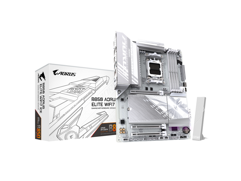 GIGABYTE B850 AORUS ELITE WIFI7 ICE Mainboard - AMD B850 - AMD AM5 socket - DDR5 RAM - ATX