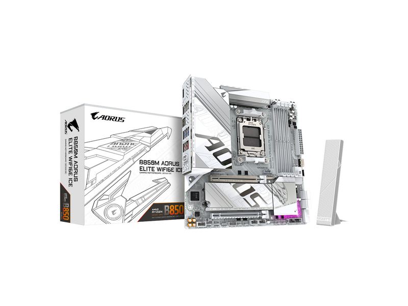 GIGABYTE B850M AORUS ELITE WIFI6E ICE Mainboard - AMD B850 - AMD AM5 socket - DDR5 RAM - Micro-ATX