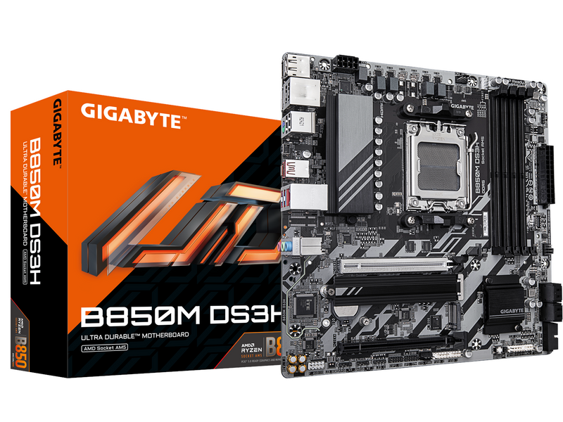 GIGABYTE B850M DS3H Mainboard - AMD B850 - AMD AM5 socket - DDR5 RAM - Micro-ATX