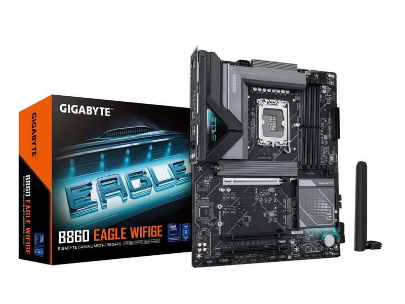 GIGABYTE B860 EAGLE WIFI6E Mainboard - Intel B860 - Intel LGA1851 socket - DDR RAM - ATX