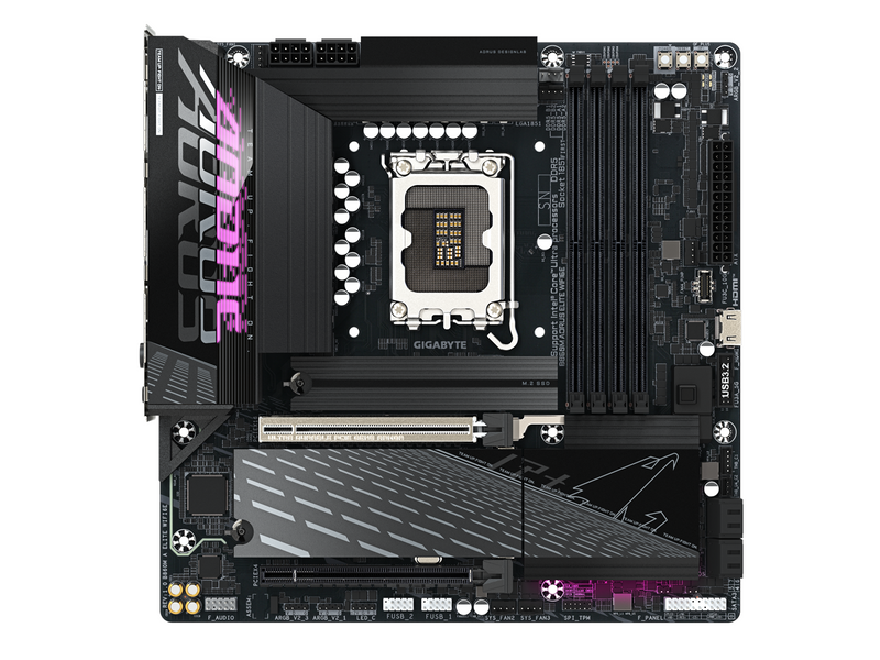 GIGABYTE B860M AORUS ELITE WIFI6E Mainboard - Intel B860 - Intel LGA1851 socket - DDR5 RAM - Micro-ATX