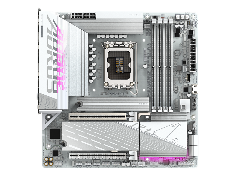 GIGABYTE B860M AORUS ELITE WIFI6E ICE Mainboard - Intel B860 - Intel LGA1851 socket - DDR5 RAM - Micro-ATX