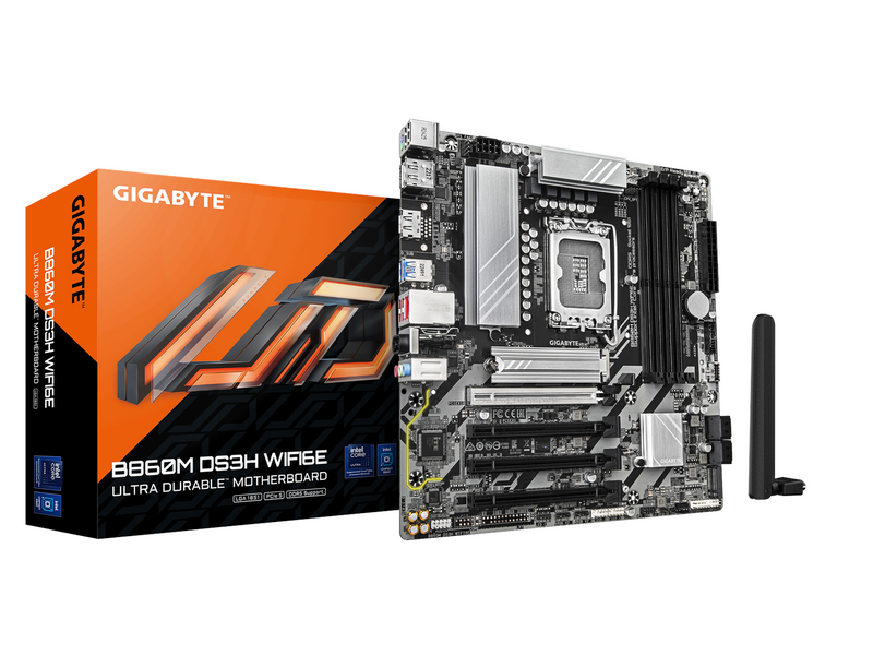 GIGABYTE B860M DS3H WIFI6E Mainboard - Intel B860 - Intel LGA1851 socket - DDR5 RAM - Micro-ATX