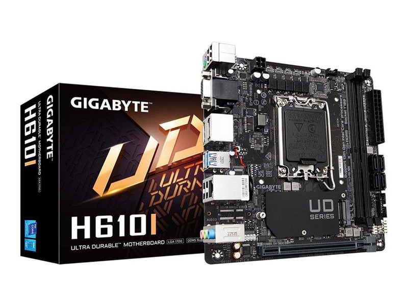 GIGABYTE H610I Mainboard - Intel H610 - Intel LGA1700 socket - DDR5 RAM - Mini-ITX