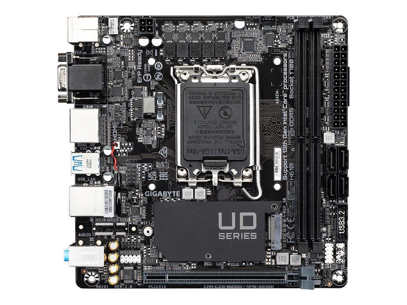 GIGABYTE H610I Mainboard - Intel H610 - Intel LGA1700 socket - DDR5 RAM - Mini-ITX