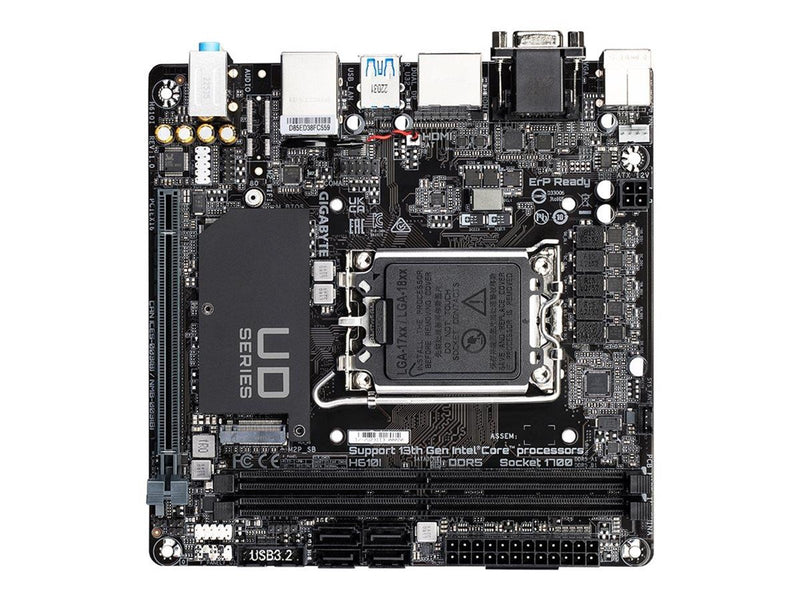 GIGABYTE H610I Mainboard - Intel H610 - Intel LGA1700 socket - DDR5 RAM - Mini-ITX