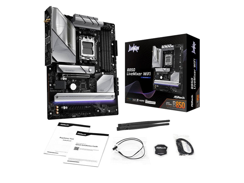 ASRock B850 LiveMixer WiFi Mainboard - AMD B850 - AMD AM5 socket - DDR5 RAM - ATX