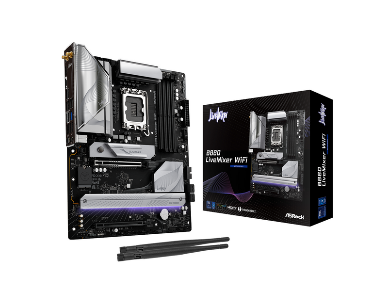 ASRock B860 LiveMixer WiFi Mainboard - Intel B860 - Intel LGA1851 socket - DDR5 RAM - ATX