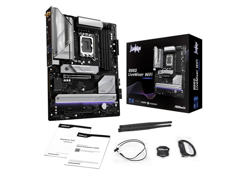 ASRock B860 LiveMixer WiFi Mainboard - Intel B860 - Intel LGA1851 socket - DDR5 RAM - ATX