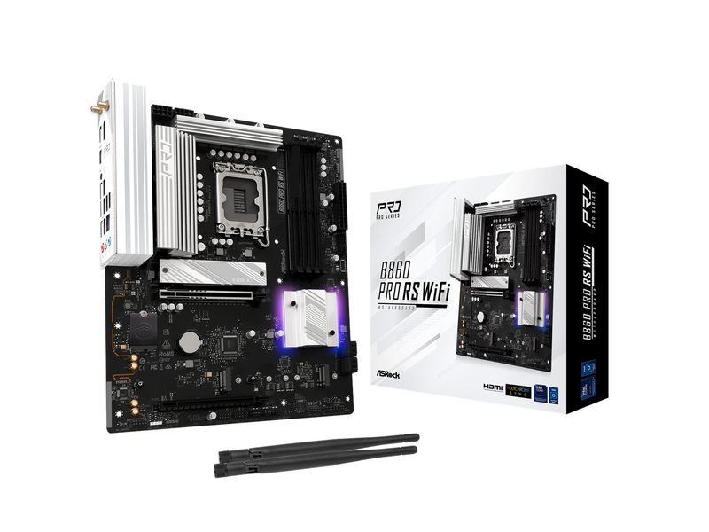 ASRock B860 Pro RS WiFi Mainboard - Intel B860 - Intel LGA1851 socket - DDR5 RAM - ATX