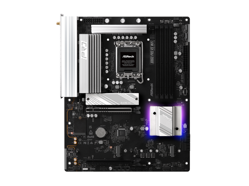 ASRock B860 Pro RS WiFi Mainboard - Intel B860 - Intel LGA1851 socket - DDR5 RAM - ATX