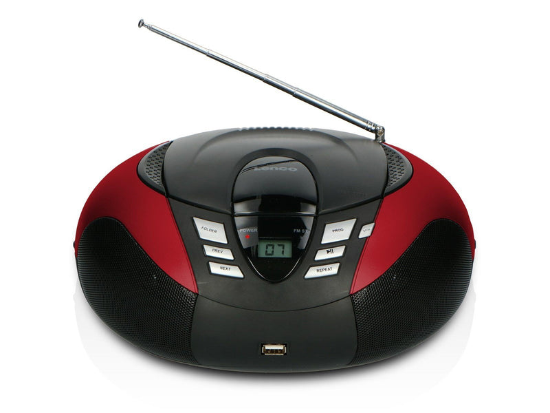 Lenco SCD-37 USB - Portable FM Radio CD and USB player - Red