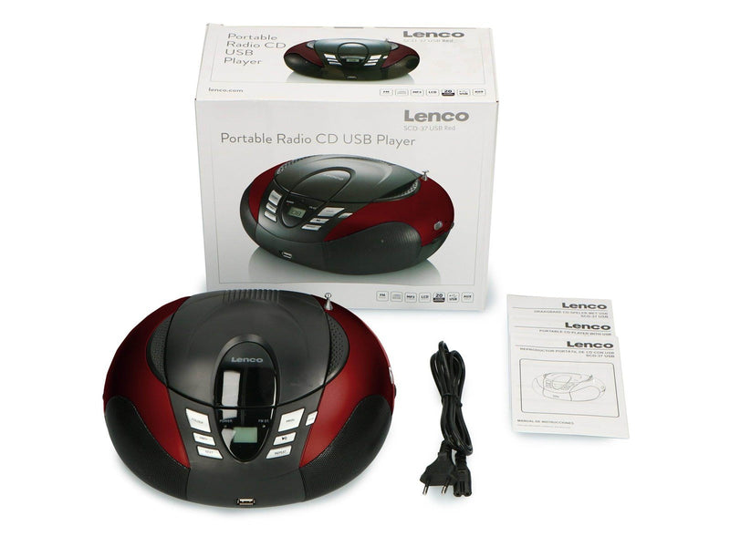 Lenco SCD-37 USB - Portable FM Radio CD and USB player - Red