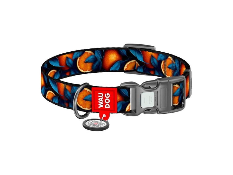 Waudog "Oranges" nylon dog collar with QR code size S