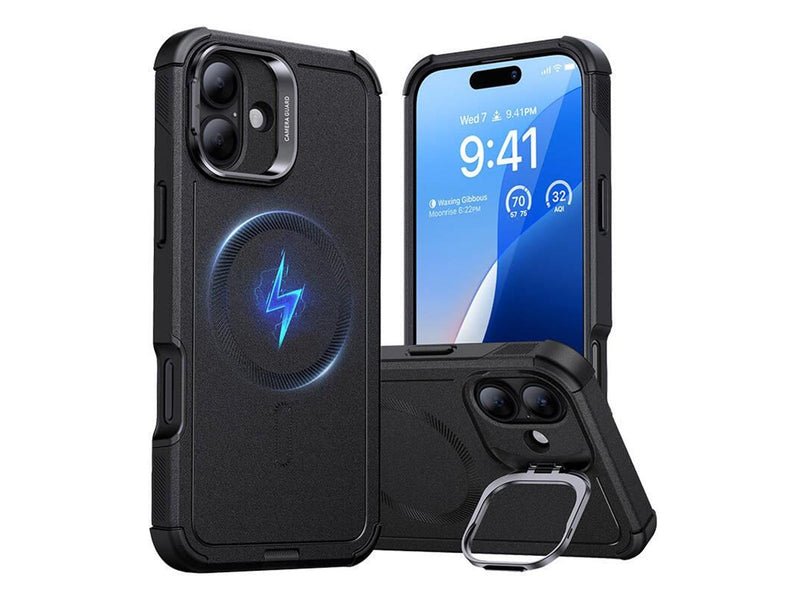ESR Cyber Tough (HaloLock) case with stand for iPhone 16 Plus (black)