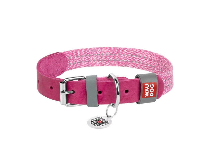 Waudog Classic Dog collar with QR code size M pink