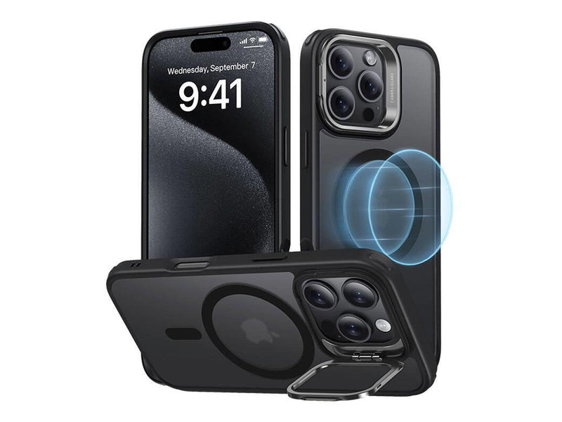 ESR Classic Hybrid (HaloLock) case with stand for iPhone 16 Pro (black)
