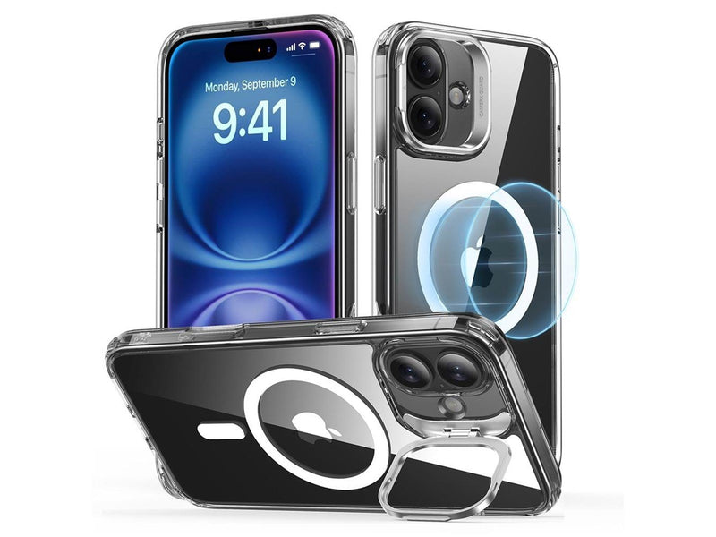 ESR Classic Hybrid (HaloLock) Case with Stand for iPhone 16 (clear)