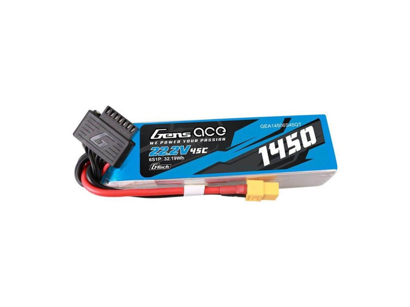 Gens ace &Tattu G-Tech 1450mAh 22.2V 45C 6S1P Lipo Battery Pack with XT60 Plug