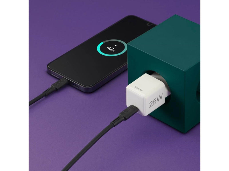 Hama Fast Charger USB-C Super-Mini Charger PD 25W White