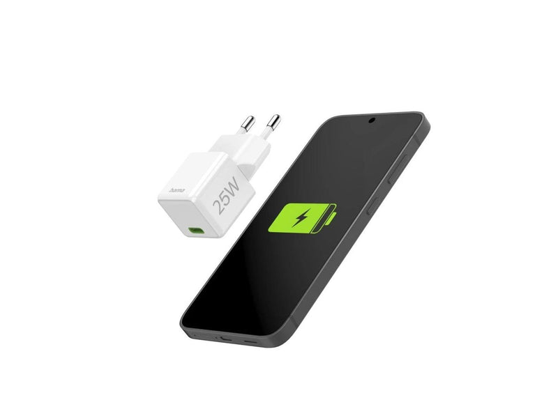 Hama Fast Charger USB-C Super-Mini Charger PD 25W White