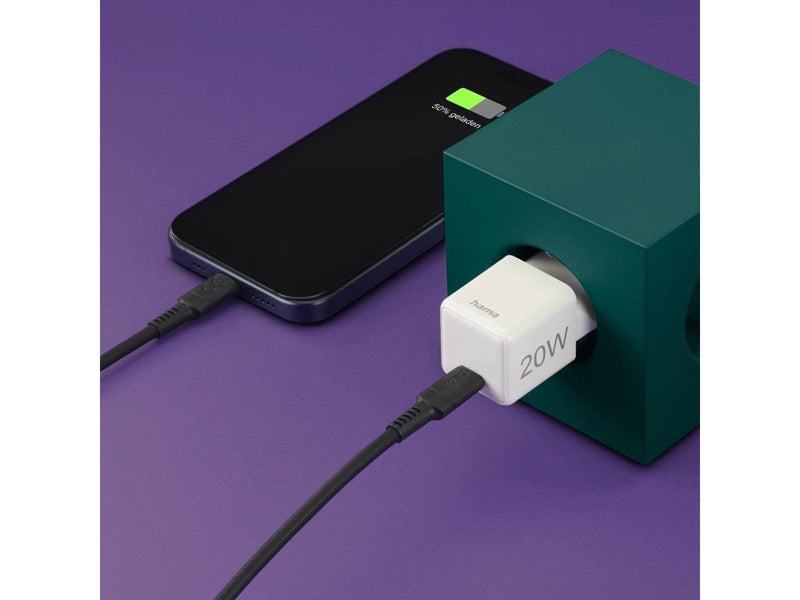 Hama Fast Charger USB-C Super-Mini Charger PD 20W White