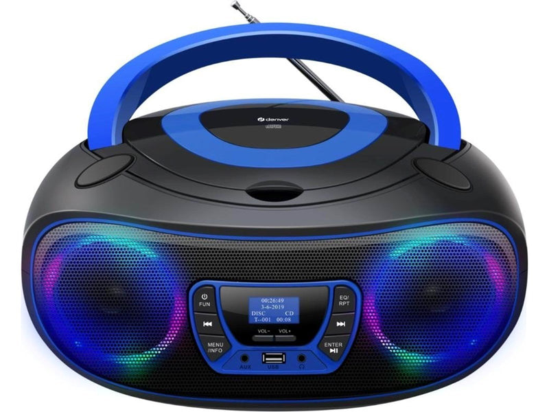 DENVER TDB-212BU - Blue – DAB+ Boombox with Bluetooth & CD Player
