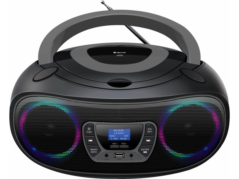 DENVER TDB-212GR - Grey – DAB+ Boombox with Bluetooth & CD Player