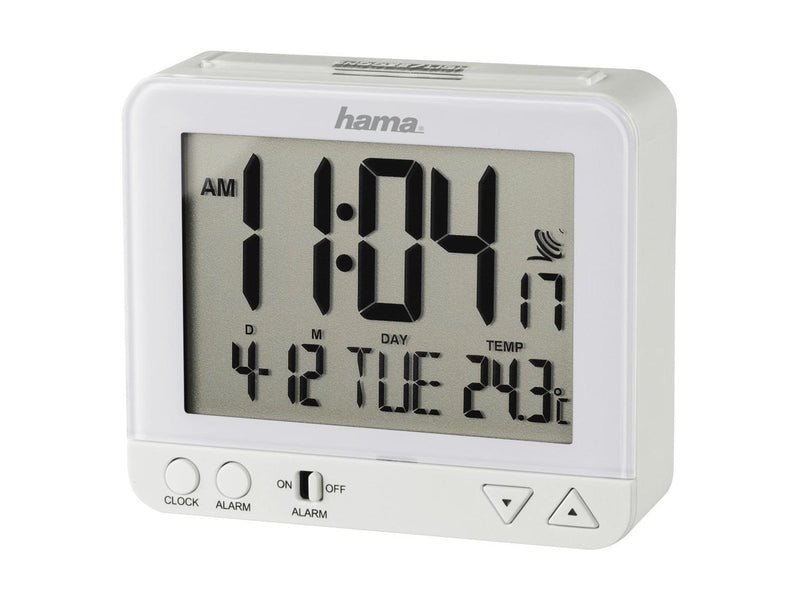 Hama 'RC 550' Radio Controlled Alarm Clock with Night Light Function White