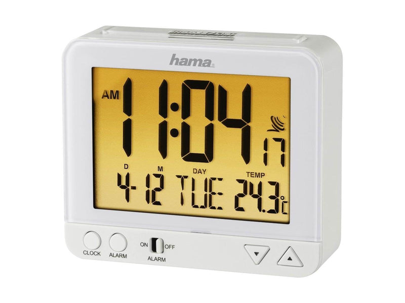 Hama 'RC 550' Radio Controlled Alarm Clock with Night Light Function White