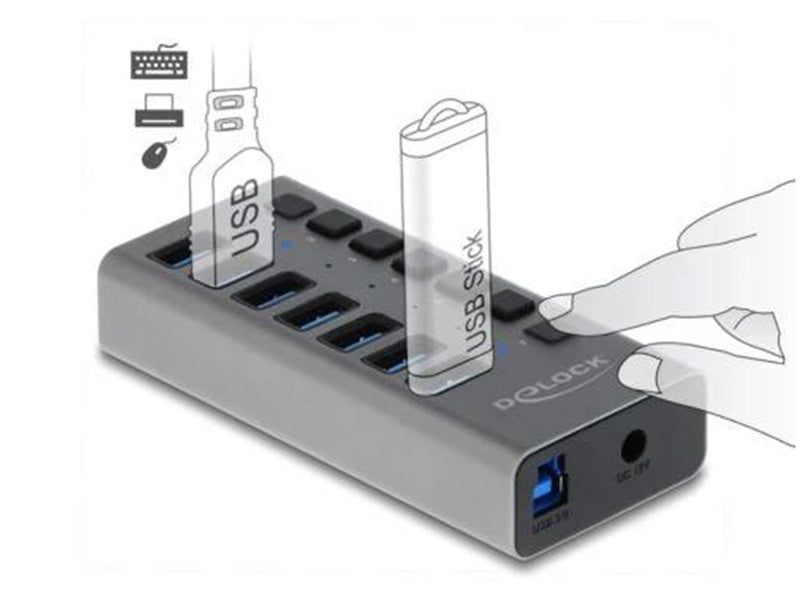 DeLOCK USB Hub - 7 Ports USB-Hubs - USB 3.0 - 7 - Grau