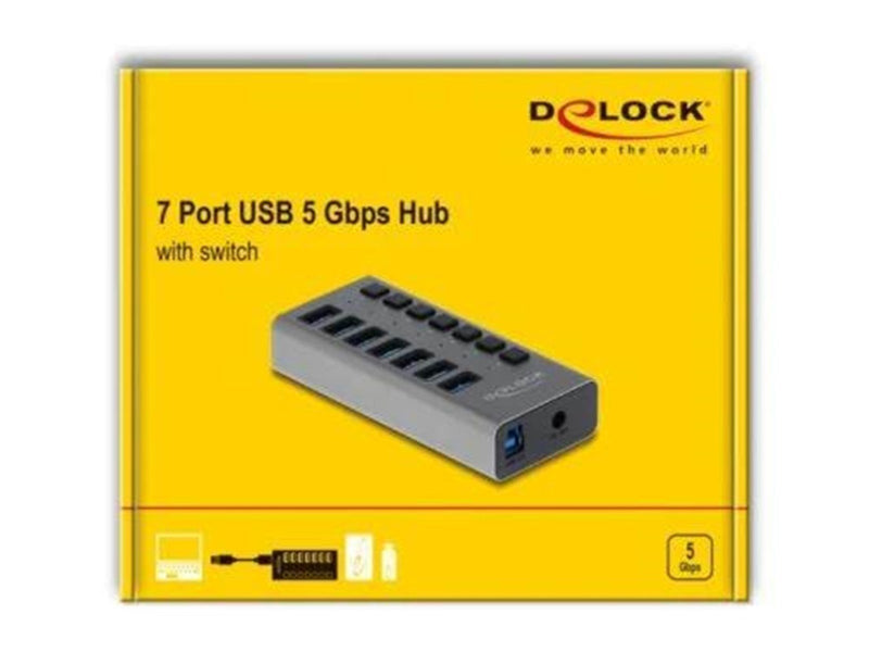 DeLOCK USB Hub - 7 Ports USB-Hubs - USB 3.0 - 7 - Grau