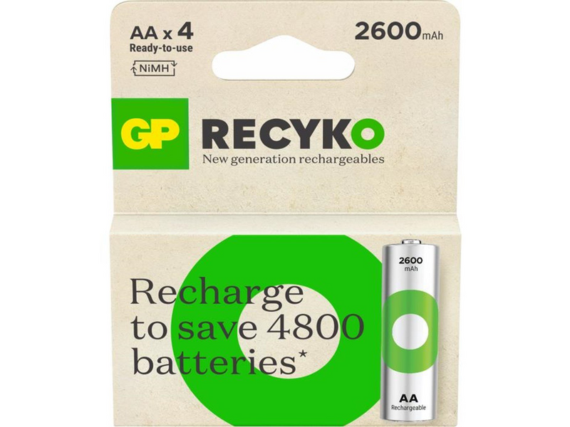 GP ReCyko AA Battery 2600 mAh NiMH 4-Pack
