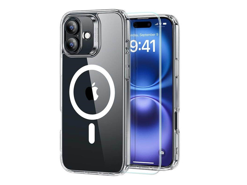 ESR Hybrid Case (HaloLock) for iPhone 16 with screen protection kit (clear)