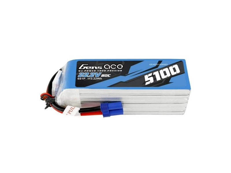 Gens ace &Tattu Battery 5100mAh 22.2V 80C 6S1P EC5