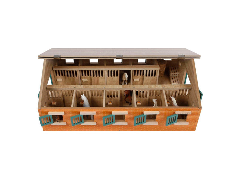 Kids Globe - Horse Stable Wood With 9 Horse Stalls 1:32
