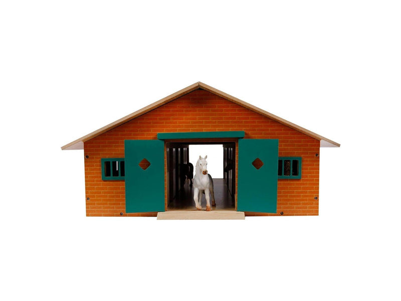 Kids Globe - Horse Stable Wood With 9 Horse Stalls 1:32