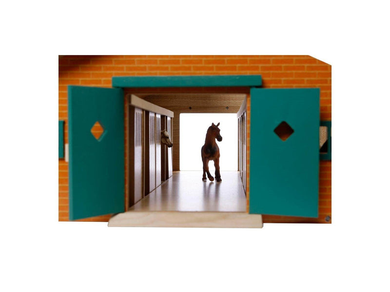 Kids Globe - Horse Stable Wood With 9 Horse Stalls 1:32
