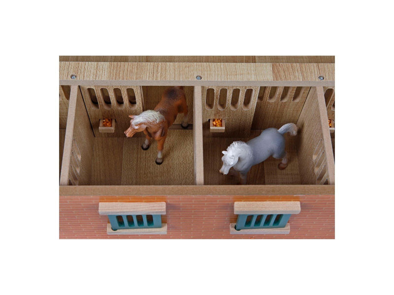 Kids Globe - Horse Stable Wood With 9 Horse Stalls 1:32