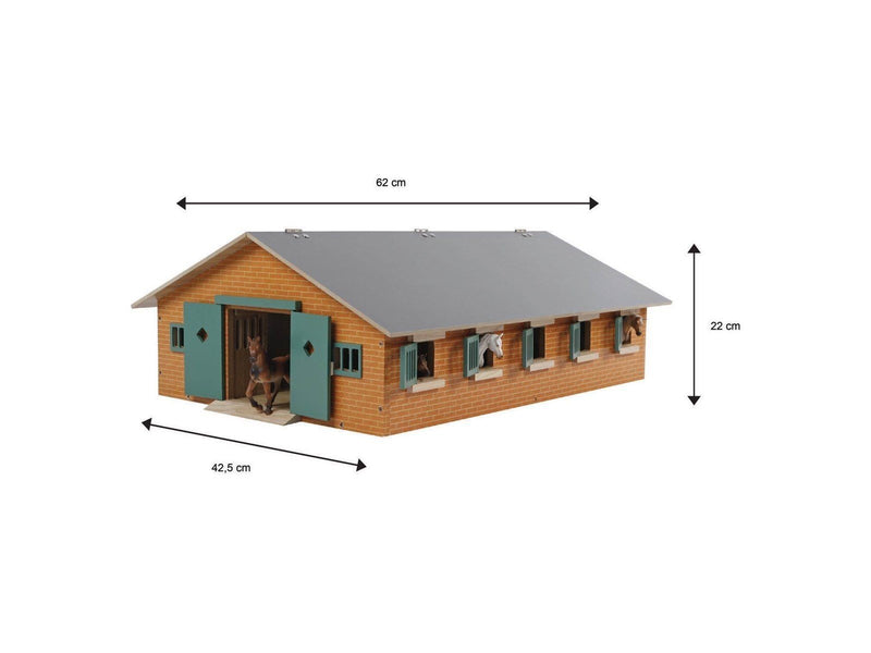Kids Globe - Horse Stable Wood With 9 Horse Stalls 1:32