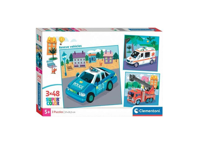Clementoni Jigsaw Puzzle Super Color Square Emergency Services 3x48pcs. Boden