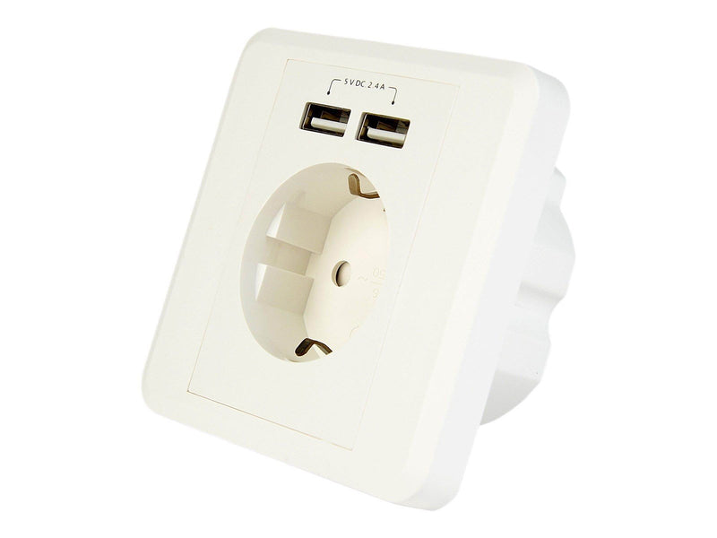 Gembird EnerGenie EG-ACU2A2-01 - power socket-outlet - 1 gang - 1 power socket 2 USB sockets