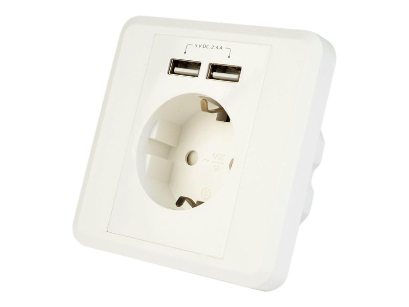 Gembird EnerGenie EG-ACU2A2-01 - power socket-outlet - 1 gang - 1 power socket 2 USB sockets